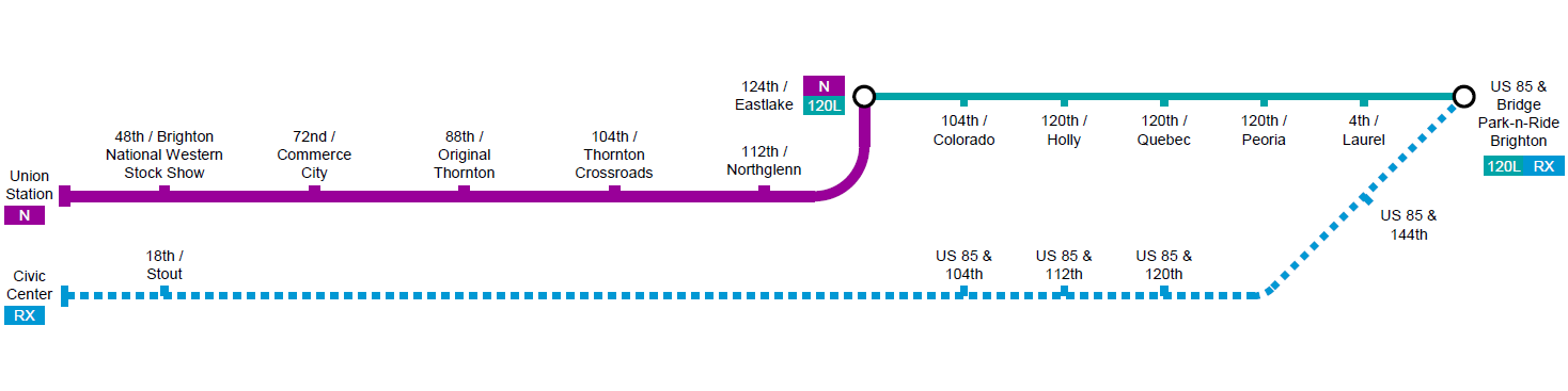 N Line and Route 120L map.