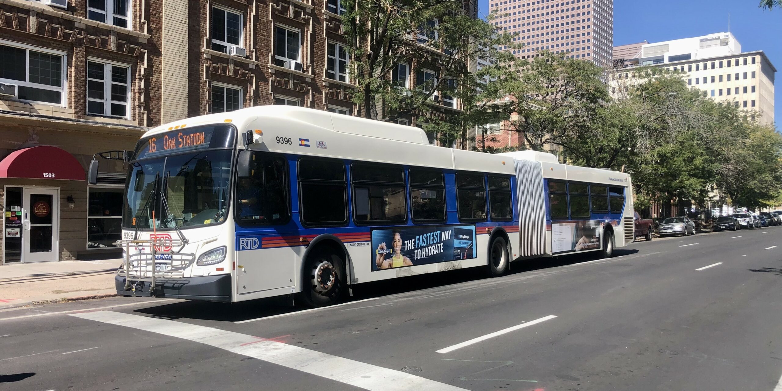 Route 16 bus in Downtown Denver.