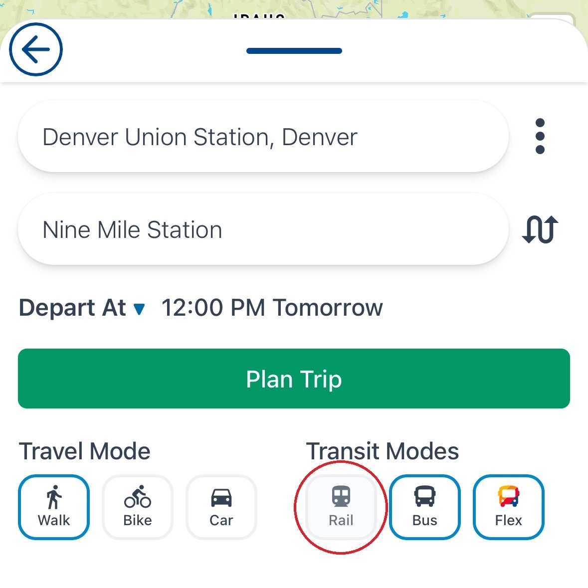 RTD NextRide App screenshot.