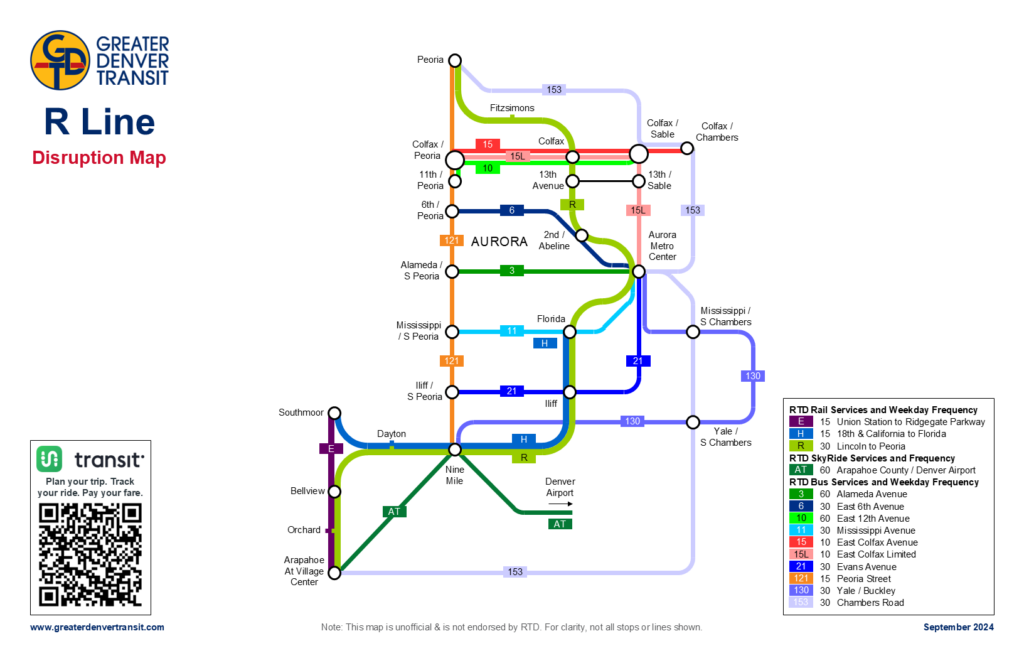 R Line disruption map.